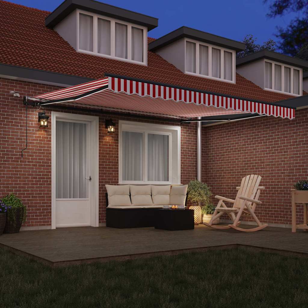 Toldo Retráctil Rojo Y Blanco 400 X 350 Cm Poliéster_2