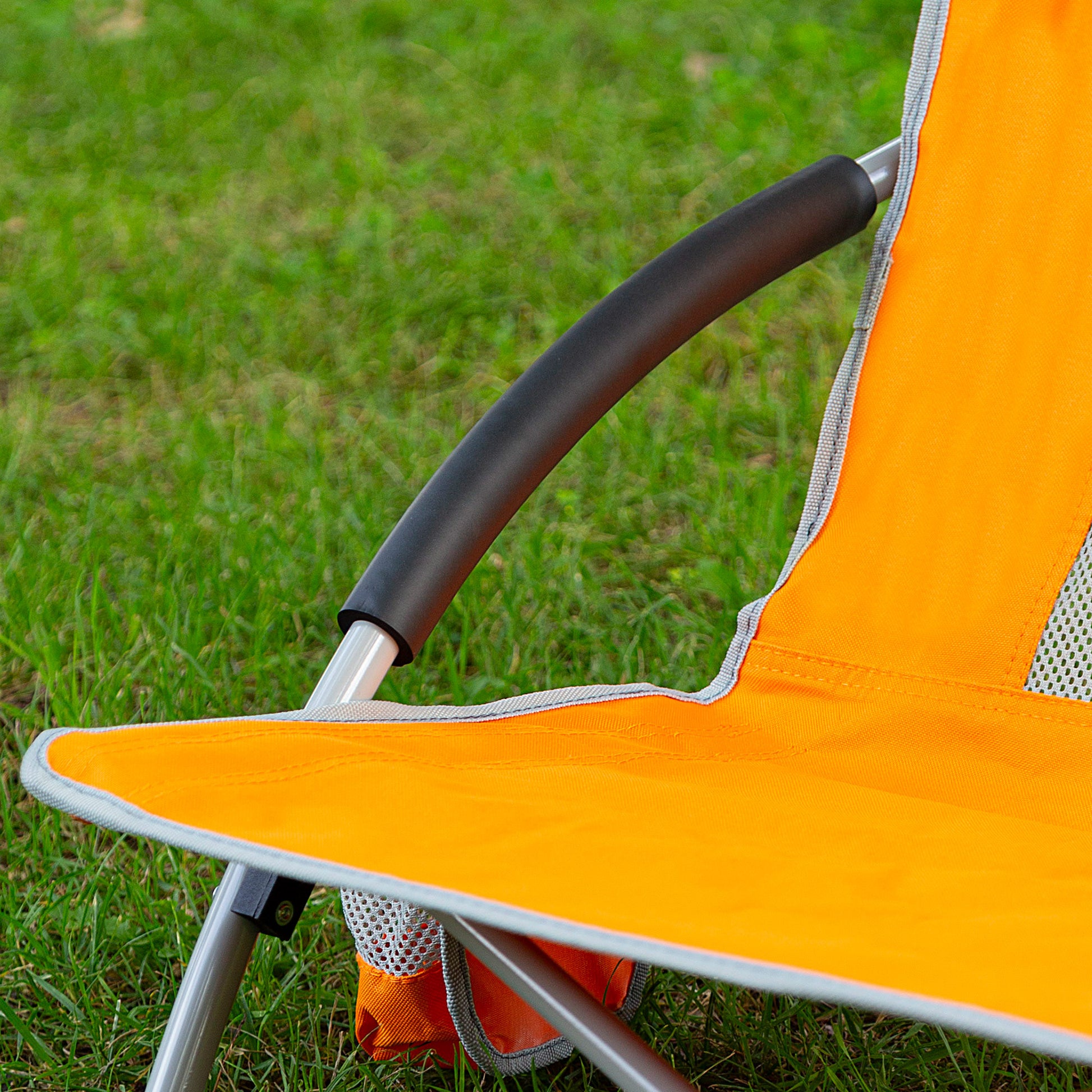 Pack 2 Sillas De Playa Bajas Y Transpirables Naranja C/posavasos Aktive_5