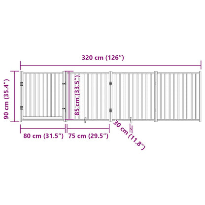 Vidaxl Puerta Para Perros Con Puerta Plegable De 4 Paneles, 320 Cm, Madera Maciza De Abeto_2