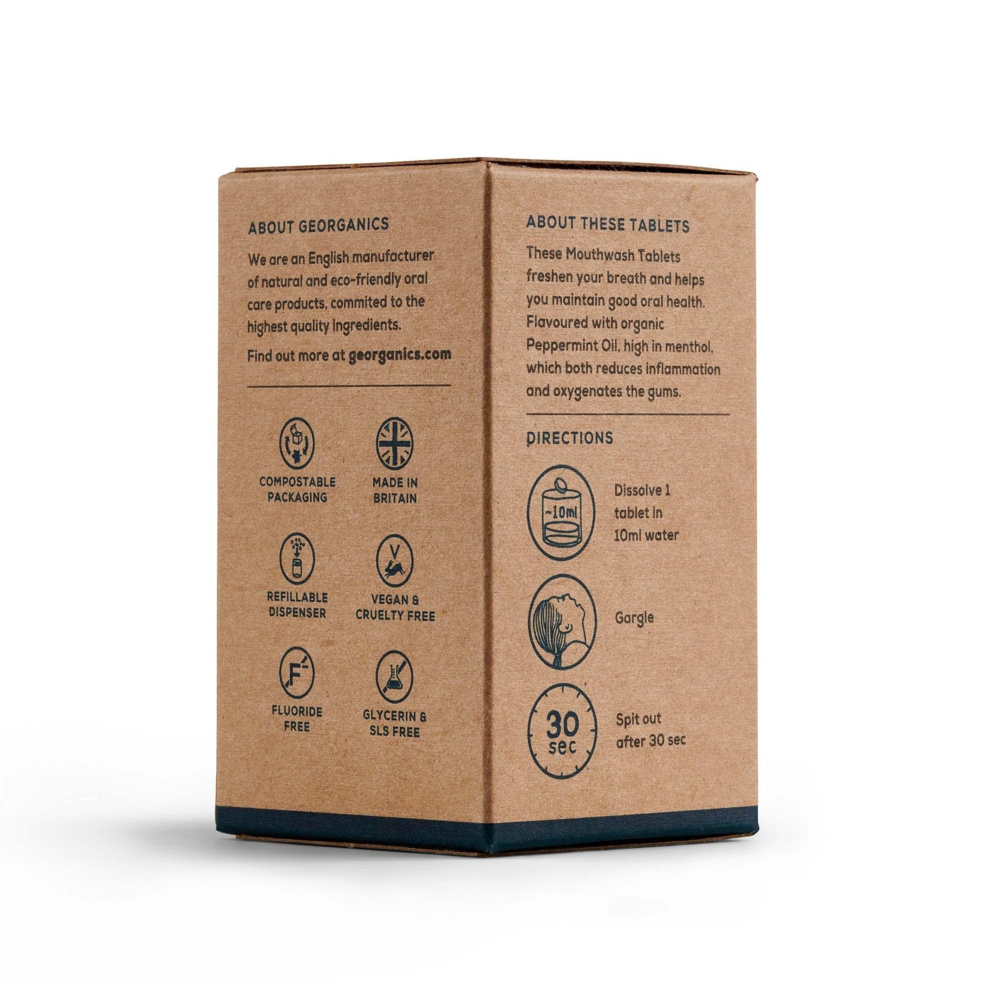 Enjuague Bucal sabor Menta 180 tabletas Georganics