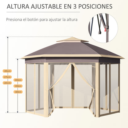 Outsunny Carpa Plegable 4,05x3,4x2,85 M Altura Ajustable Doble Techo Mosquiteras_5