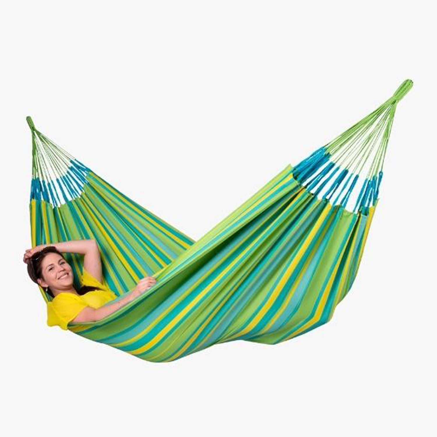 Hamaca De Exterior, Resistente Al Clima, Algodón, Color Verde, 350x160cm, De Secado Rápido, Capacidad Máxima 160kgs. Doble_3