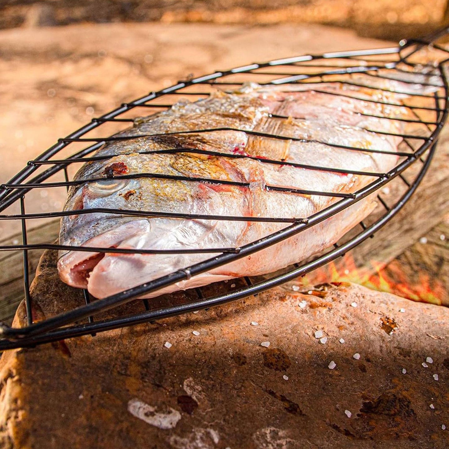 Parrilla Bbq Pescado Antiadherente 58x13cm