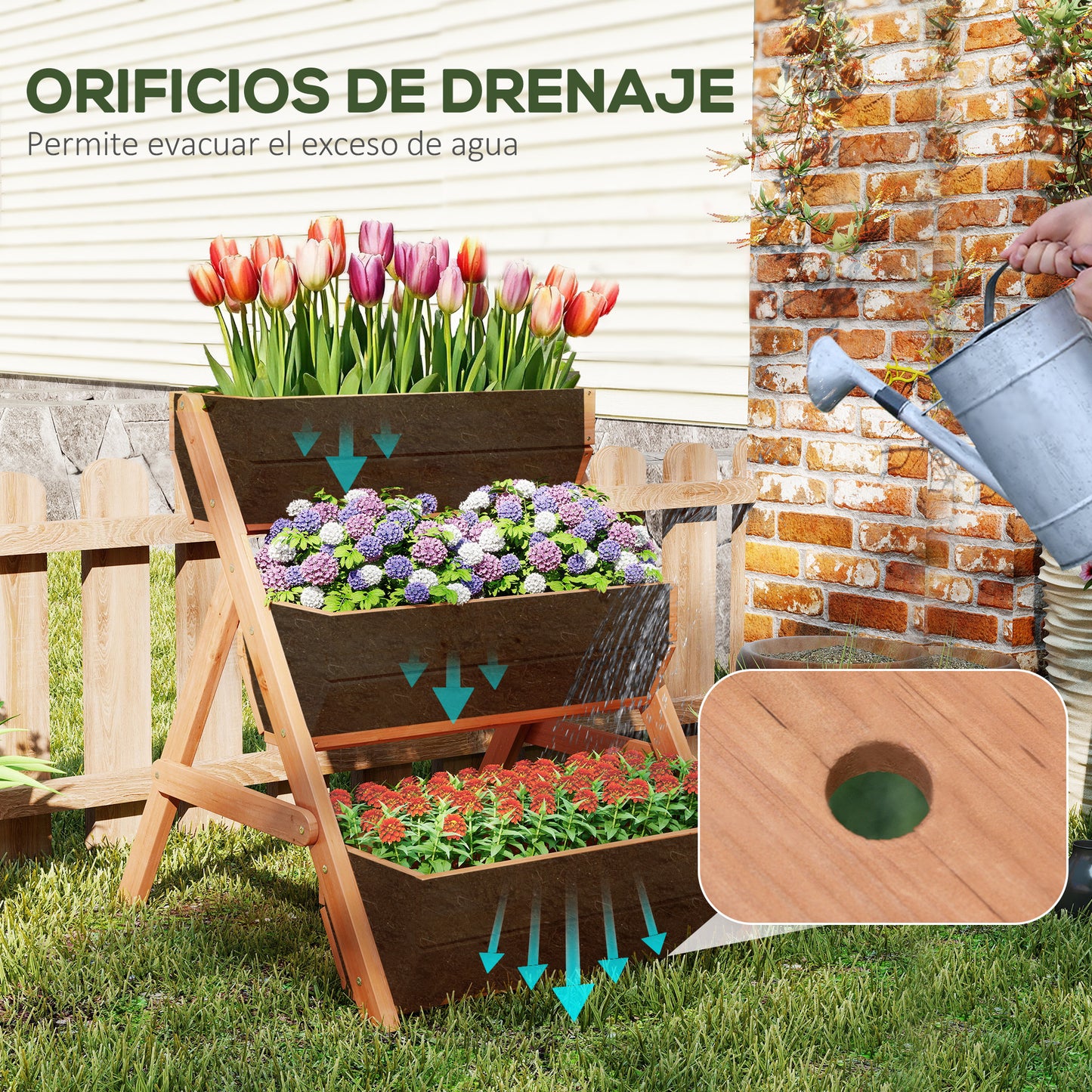 Outsunny Jardinera De Madera De 3 Niveles_4