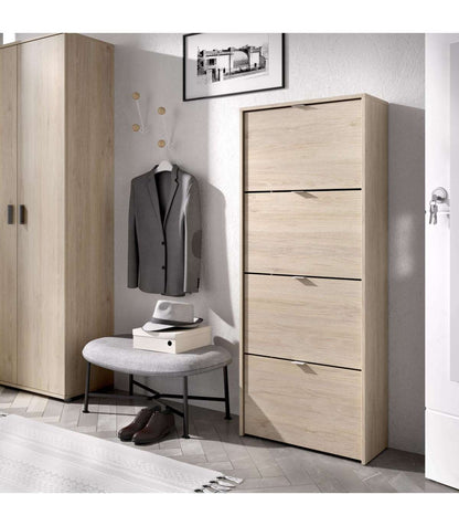 Mueble Zapatero Jaen Con 4 Trampones En Natural. 61 Cm(ancho) 149 Cm(altura) 25 Cm(fondo)_0