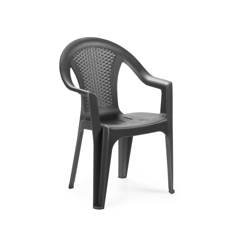 Pack 4 Sillas De Exterior Coral Apilables, Polipropileno, Antracita, 54 X 81 X 56_2