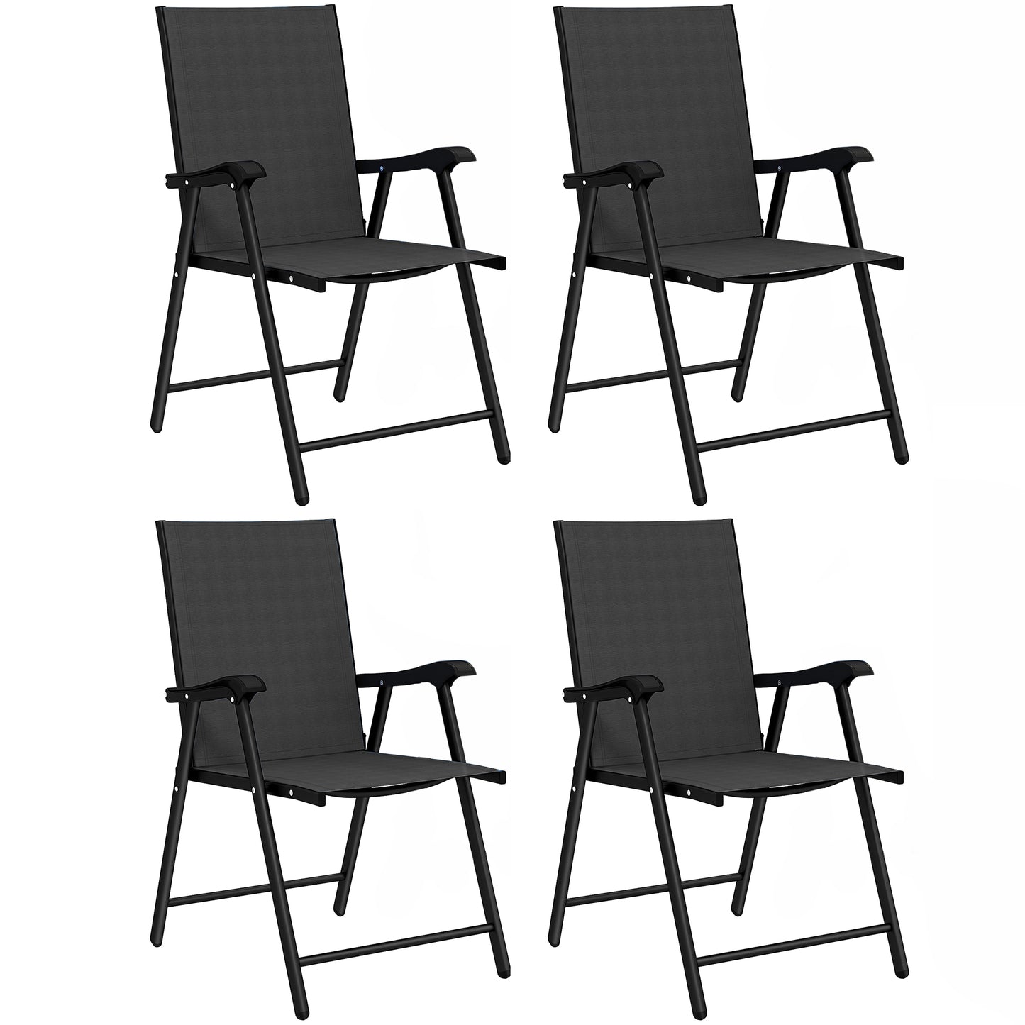 Outsunny Pack De 4 Sillas De Camping Plegables Tela Textilene 58x62x97 Cm Negro_0