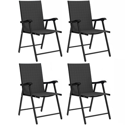 Outsunny Pack De 4 Sillas De Camping Plegables Tela Textilene 58x62x97 Cm Negro_0