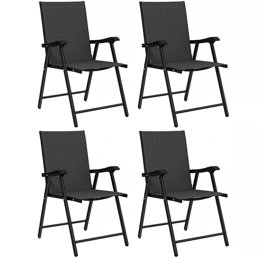 Outsunny Pack De 4 Sillas De Camping Plegables Tela Textilene 58x62x97 Cm Negro_0