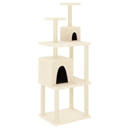 Rascador Para Gatos Con Postes De Sisal Color Crema 167 Cm_0