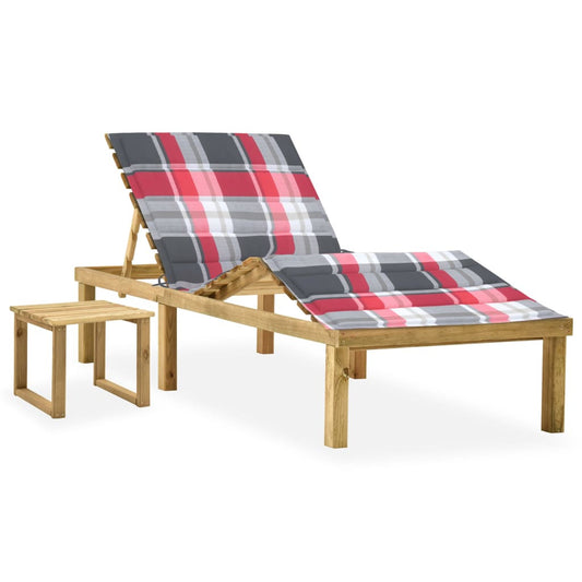 Vidaxl Tumbona De Jardín Con Mesa Y Cojín De Madera De Pino Impregnada_0