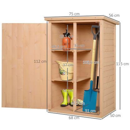 Caseta De Madera Para Jardín Outsunny Madera Natural 75x56x115cm_2
