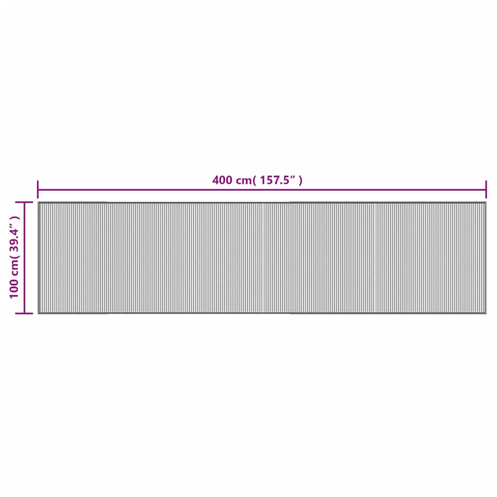 Alfombra Rectangular Bambú Marrón 100x400 Cm / Vetonek_4
