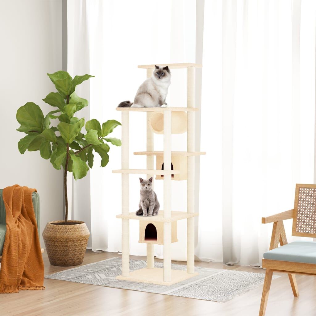 Vidaxl Rascador Para Gatos Con Postes De Sisal Crema 169 Cm_1
