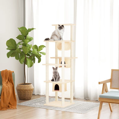 Vidaxl Rascador Para Gatos Con Postes De Sisal Crema 169 Cm_1