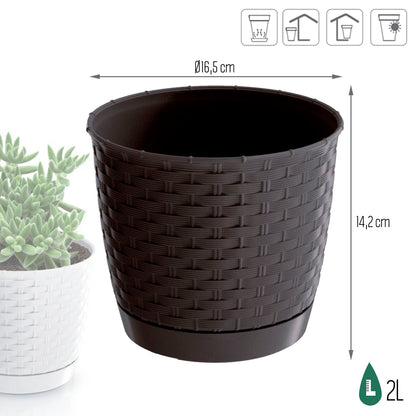 Maceta Ratolla Round 2l., Dimensiones (mm) 165x165x142, Color Ocre Oscuro_2