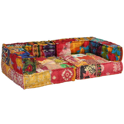 Vidaxl Puf Modular De 2 Plazas De Tela Patchwork_3
