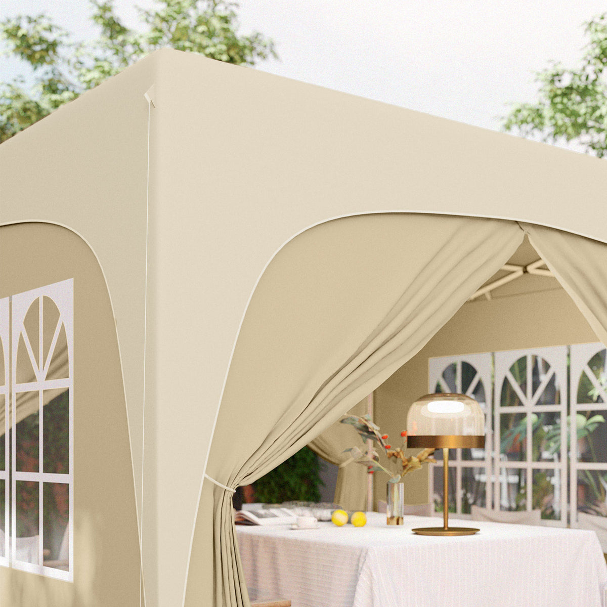 Outsunny Carpa Plegable Gazabo 3x3 M Con Paneles Laterales Upf50+ Arena_4