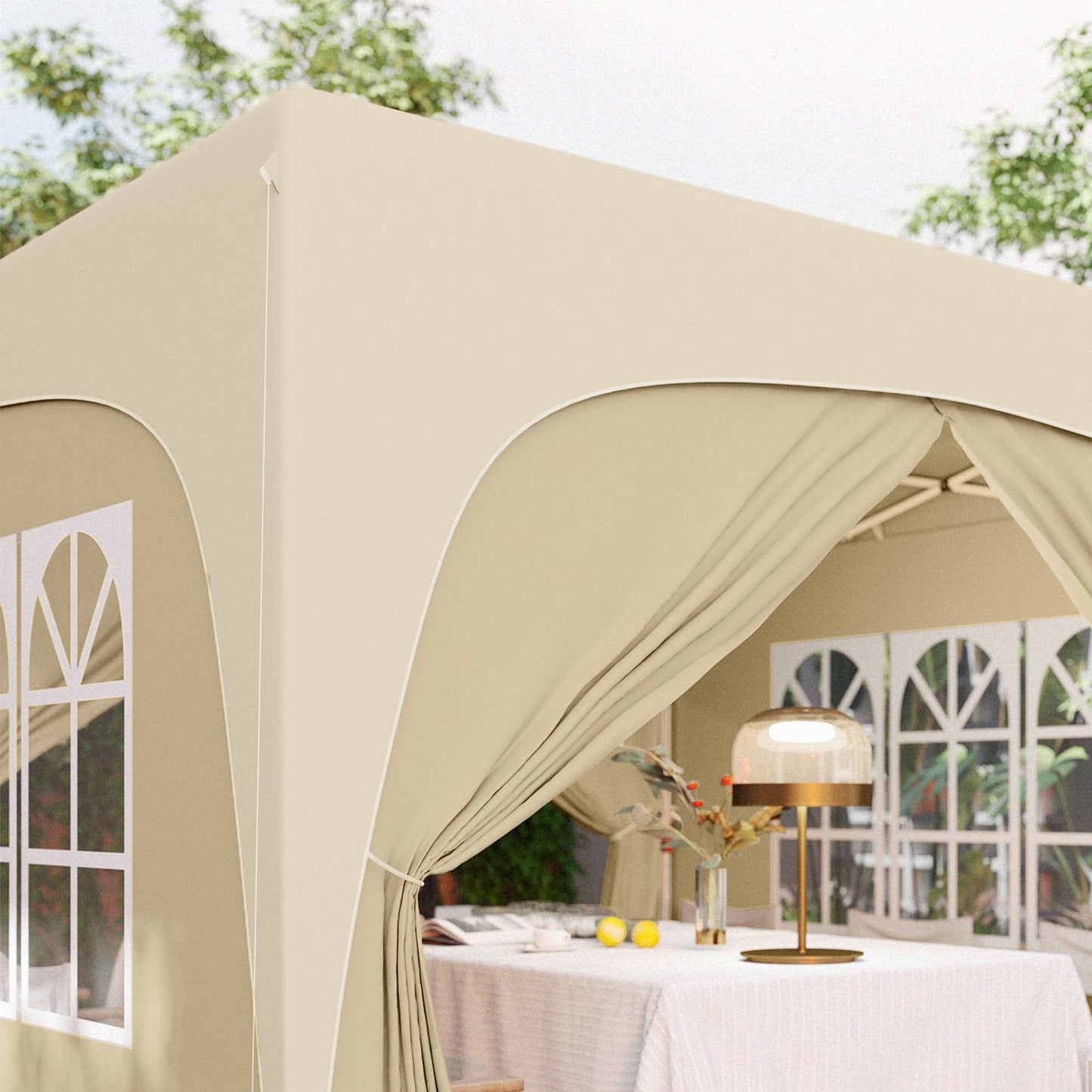 Outsunny Carpa Plegable Gazabo 3x3 M Con Paneles Laterales Upf50+ Arena_4
