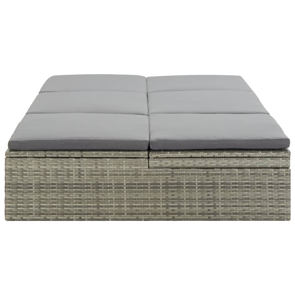 Vidaxl Tumbona Convertible Con Cojín De Ratán Sintético Gris_5