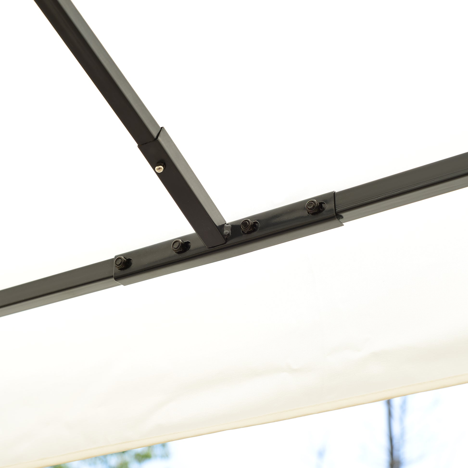Outsunny Carpa 3x4m Estructura Metal Gazebo Cenador Mirador 12m2 Color Crema_3