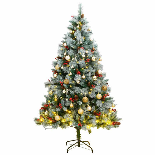 Vidaxl Árbol De Navidad Artificial Con Bisagras 300 Led Y Bolas 240 Cm_0