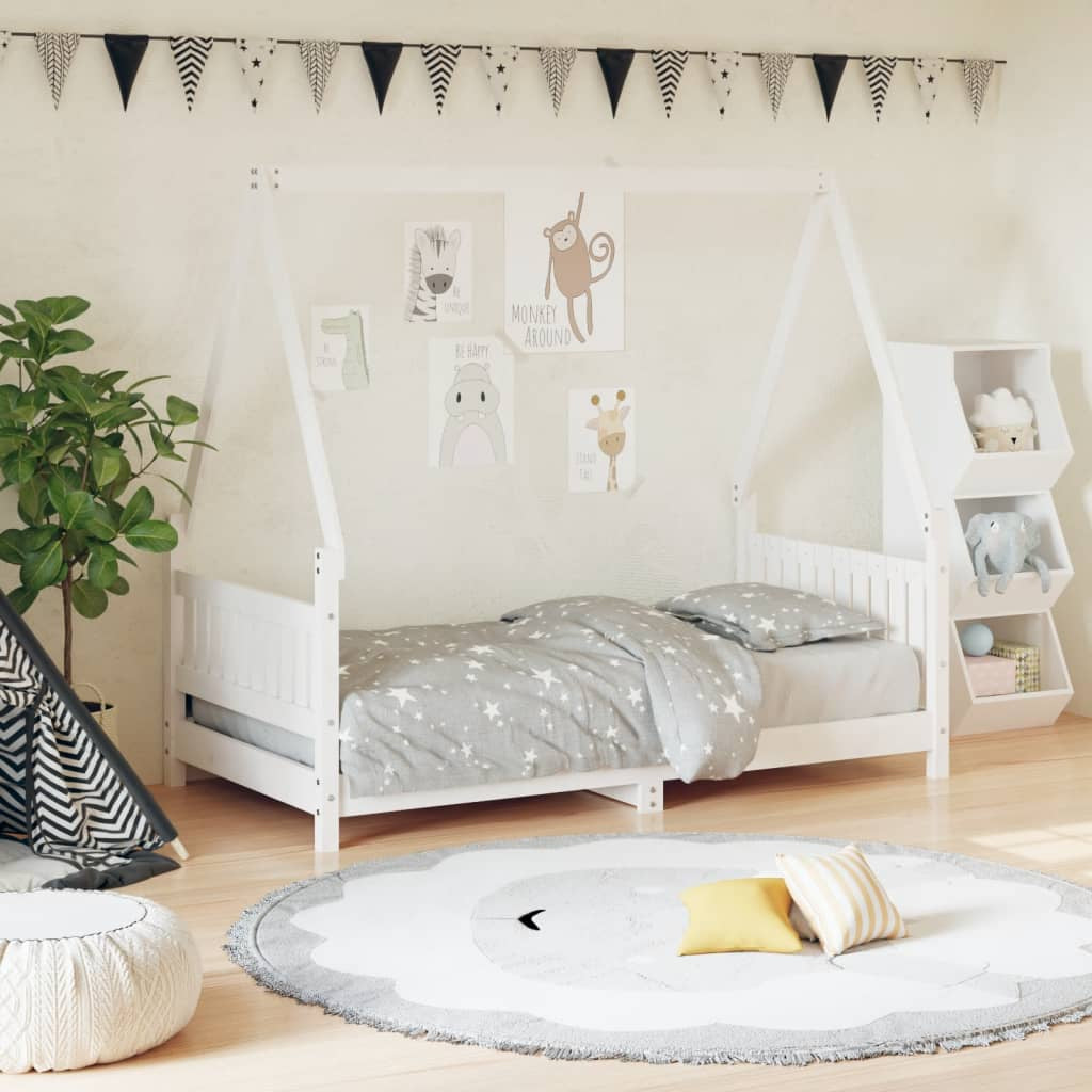 Vidaxl Estructura De Cama Para Niños Madera De Pino Blanco 80x160 Cm_1