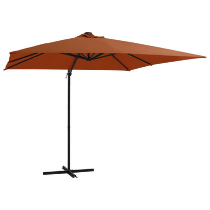 Vidaxl Sombrilla De Jardín Voladiza Con Luces Led Terracota 250x250 Cm_0