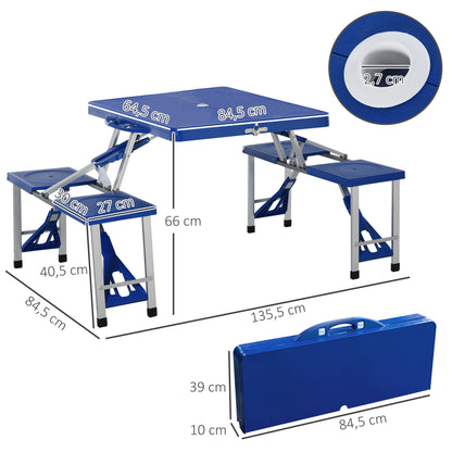 Outsunny Mesa Plegable De Camping Con 4 Asientos Agujero Para Sombrilla Picnic_2