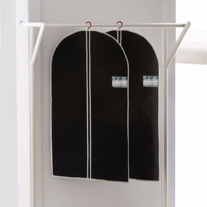 Well Home Juego De 2 Cubrevestidos De Tnt 45g, Tamaño 60x150cm, Negro Con Cremallera Y Ventana Pe