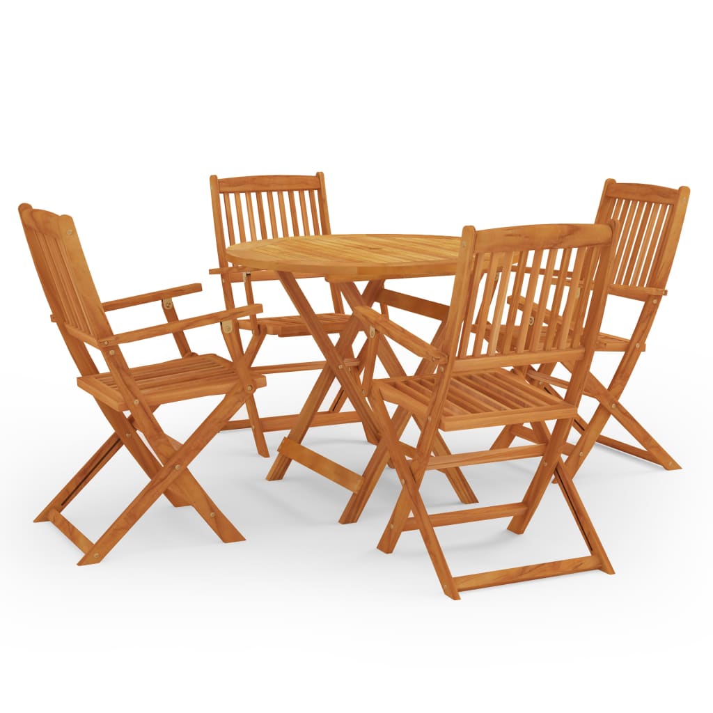 Set De Comedor De Jardín Plegable 5 Pzas Madera Eucalipto / Vetonek_1