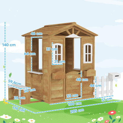 Outsunny Casita Infantil De Exterior De Madera 204x107x140cm +3 Años Madera_2