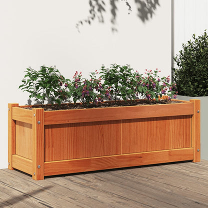 Jardinera Exterior Madera Maciza Pino Marrón Cera 90x31x31 Cm_1