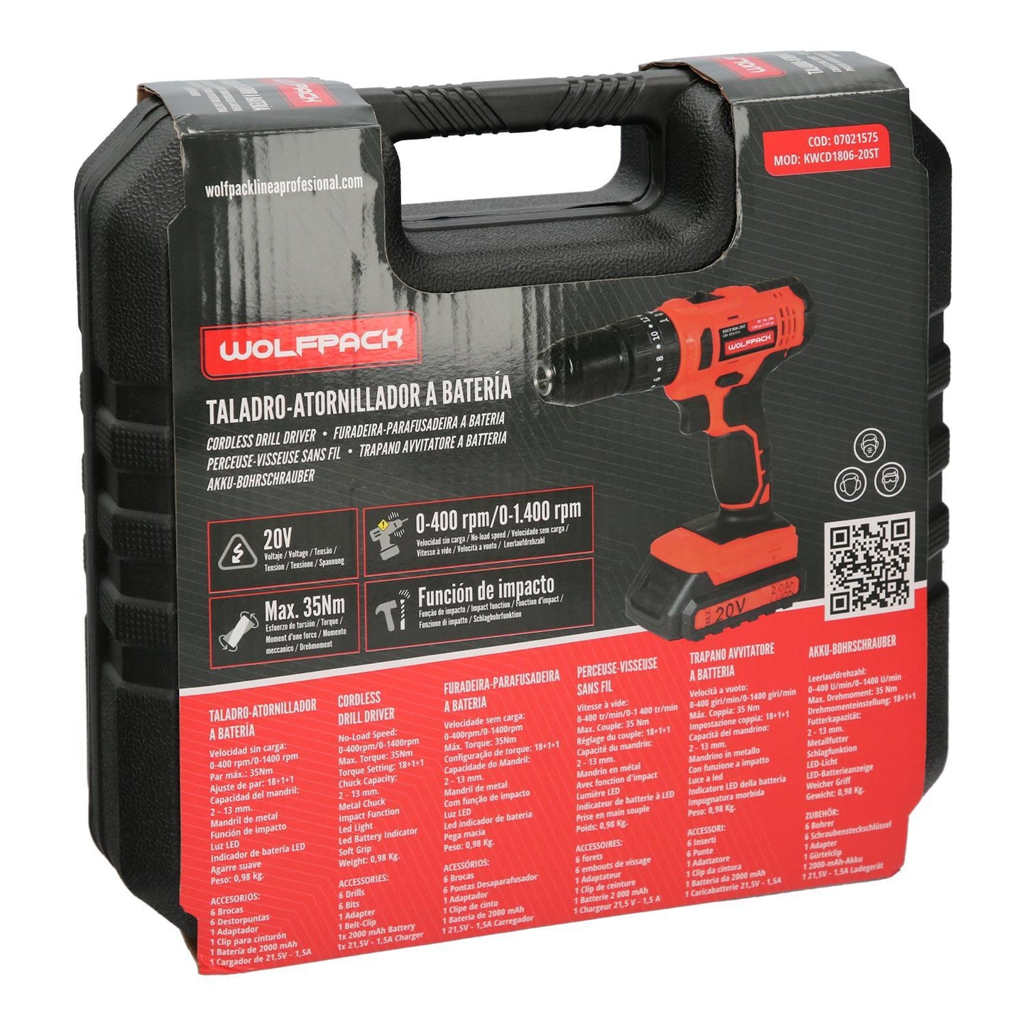 Taladro Atornillador 20 V. Con 2 Velocidades Y Percutor. Bateria 2 Ah. Par Apriete 35 Nm._3