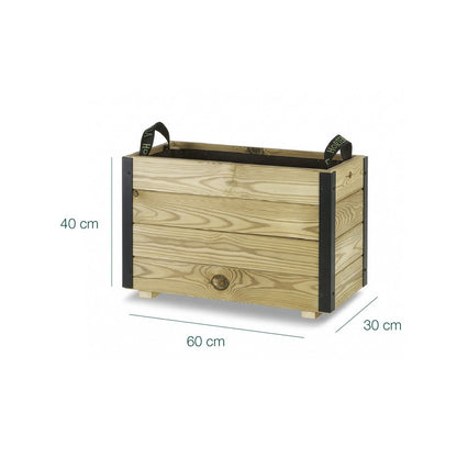 Jardinera De Madera Con Refuerzo De Aluminio 60x30x40 Cm Ghio Al Hortalia_5