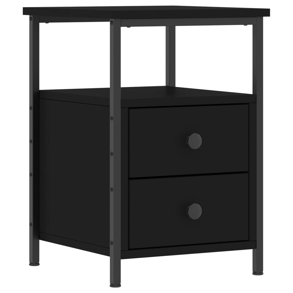 Mesita De Noche Madera De Ingeniería Negro 34x35,5x50 Cm_0