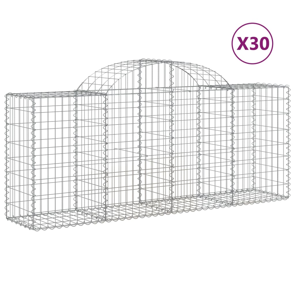 Cestas De Gaviones 30 Uds Forma De Arco Hierro 200x50x80/100 Cm_0