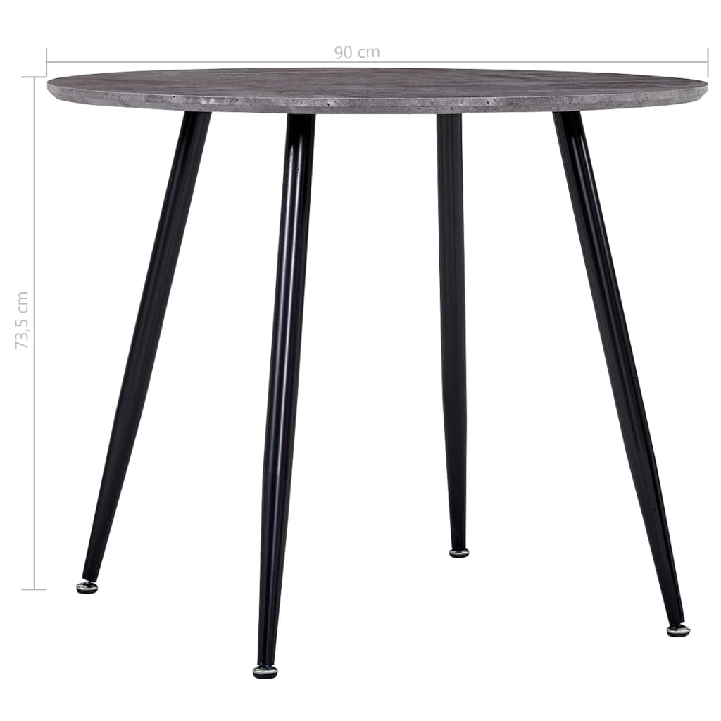 Mesa De Comedor Mdf Gris Hormigón Y Negro 90x73,5 Cm_3