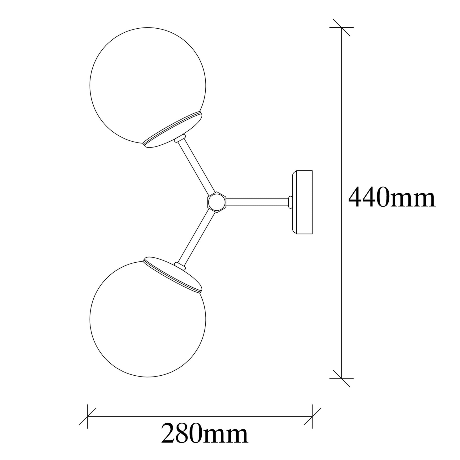 Aplique De Pared, Metal , Amarillo blanco, 28x15x44, Casquillo 2 X E 27 Max 40 W_1