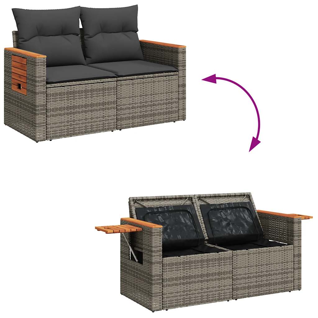 Set De Sofás De Jardín 4 Pzas Y Cojines Ratán Sintético Gris / Vetonek_3