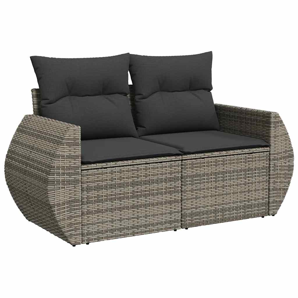 Set De Sofás De Jardín 11 Pzas Y Cojines Ratán Sintético Gris / Vetonek_1