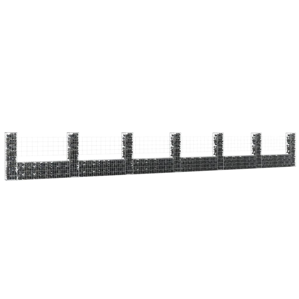 Cesta De Gaviones Forma De U 2 Postes De Hierro 740x20x100 Cm / Vetonek_0