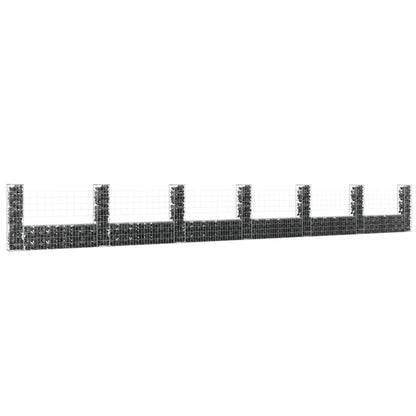 Cesta De Gaviones Forma De U 2 Postes De Hierro 740x20x100 Cm / Vetonek_0