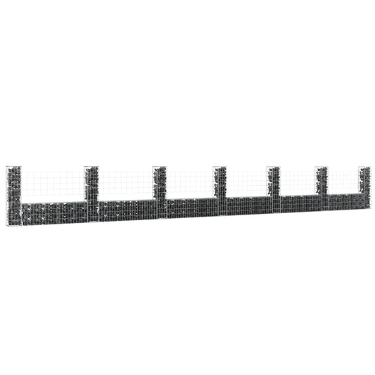 Cesta De Gaviones Forma De U 2 Postes De Hierro 740x20x100 Cm / Vetonek_0