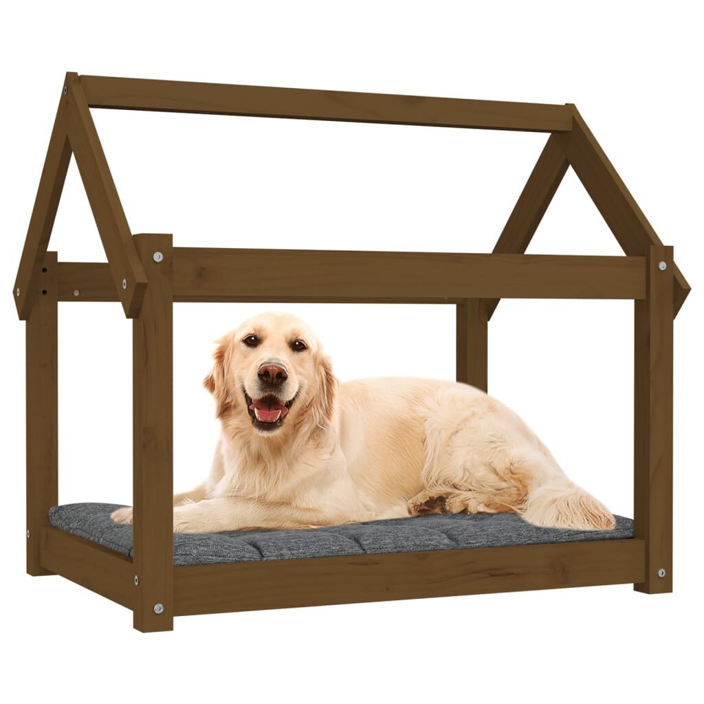 Vidaxl Cama Para Perros Madera Maciza Pino Marrón Miel 81x60x70 Cm_3