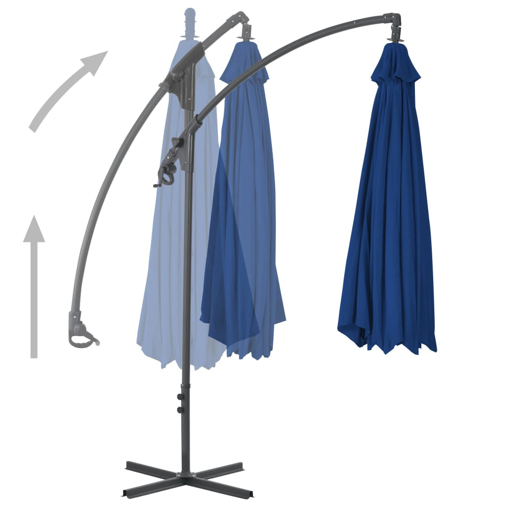 Vidaxl Sombrilla Jardín Voladiza Con Palo De Acero Azul Celeste 300 Cm_3