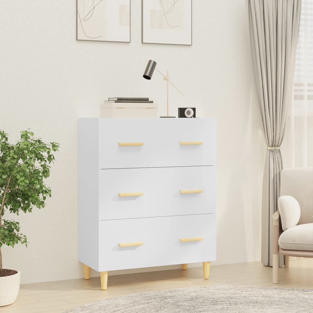 Aparador De Madera Contrachapada Blanco Brillante 70x34x90 Cm / Vetonek_1