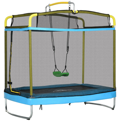Zonekiz Trampolín Para Niños Con Red De Seguridad 178x118x210 Cm Azul Claro_0