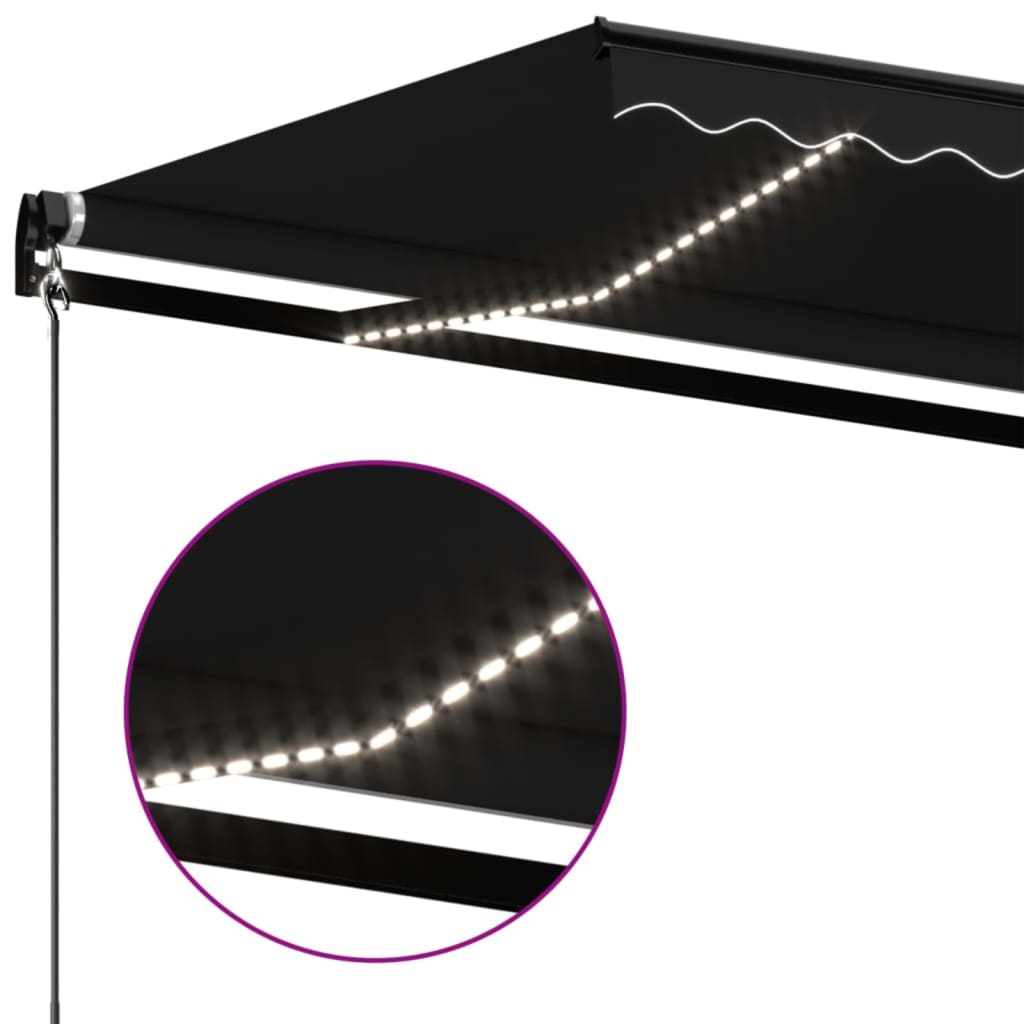 Toldo Manual Retráctil Con Led Gris Antracita 400x350 Cm_4