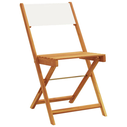 Set De Comedor De Jardín 5 Pzas Tela Madera Maciza Blanco Crema / Vetonek_2